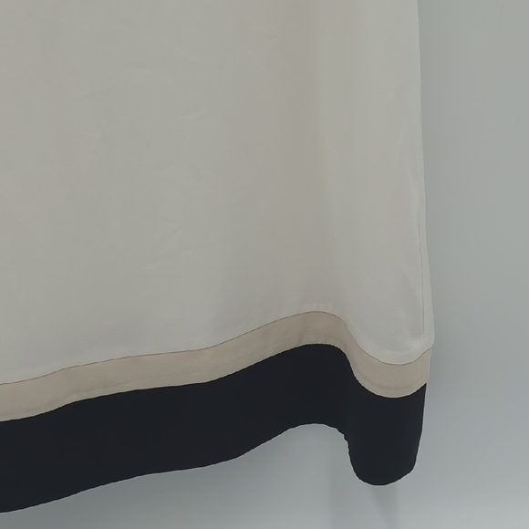 WHBM White Contrast Trim Sleeveless Blouse Large White Black Lined Zipper Casual - Picture 5 of 12